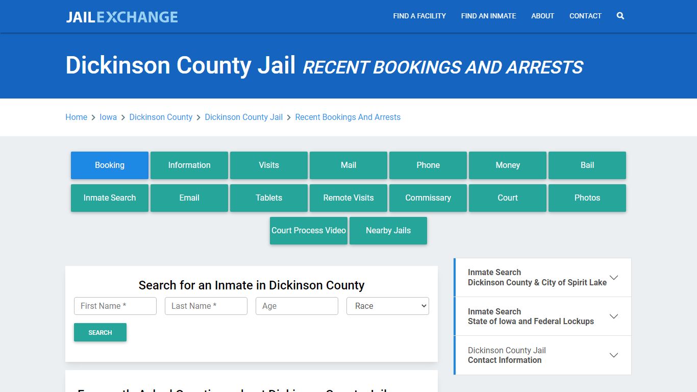 Dickinson County Jail Recent Bookings And Arrests - Jail Exchange